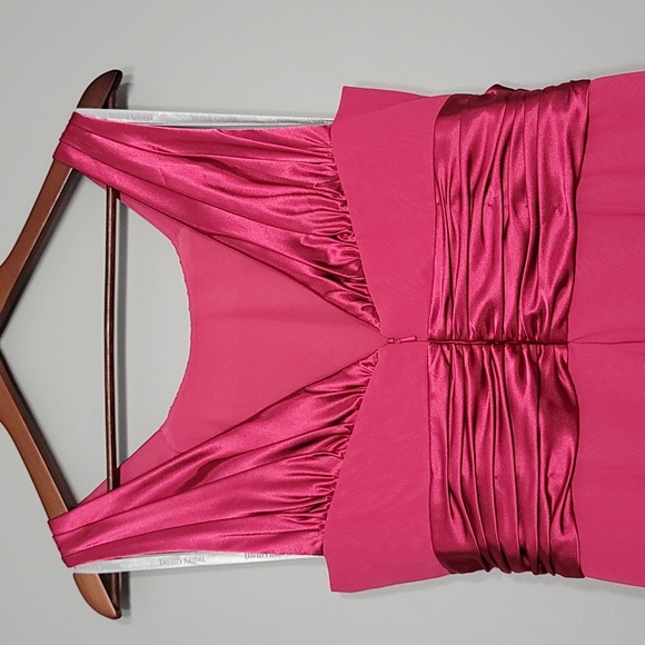 Hot Pink Satin & Chiffon Formal Dress, Size 14 - Picture 6 of 15